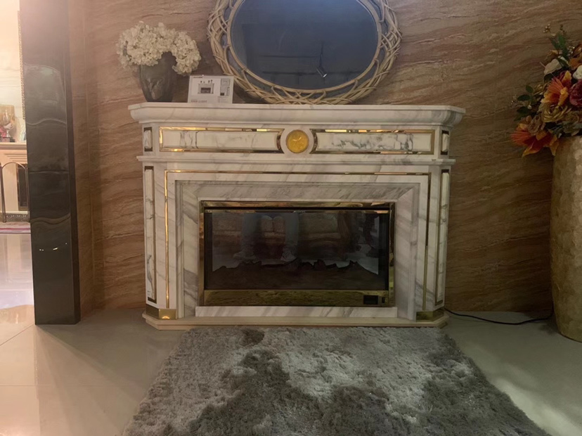 Nature Marble Fireplace Mantelpiece for Villa House Decoration