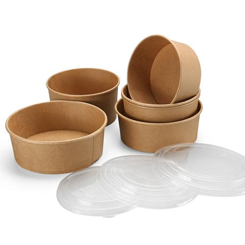 The Green Choice! 600ml Kraft Paper Bowl, PE Film Oil Proof, Disposable Take-out Sharp Utensible, Low Price