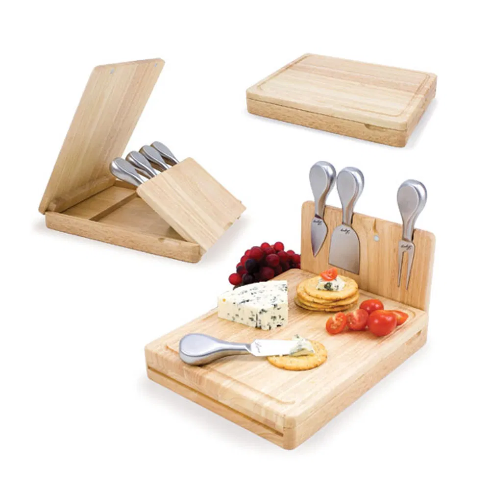 5PCS Cheese Knife and Fork Set Hollow Handle Cheese Cutting Board Set