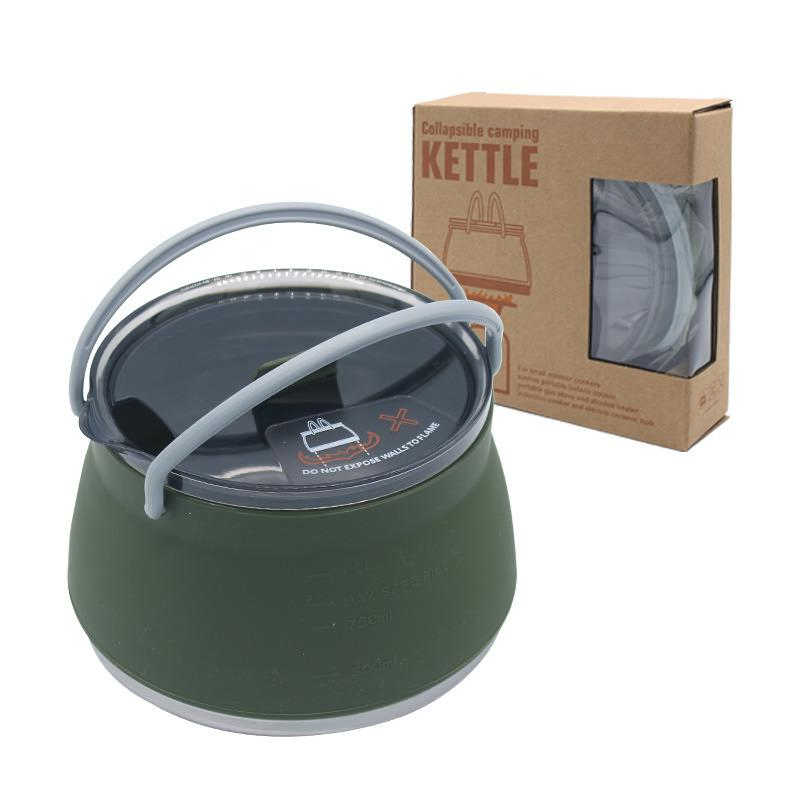 1L Portable Silicone Kettle Collapsible Outdoor Camping Kettle