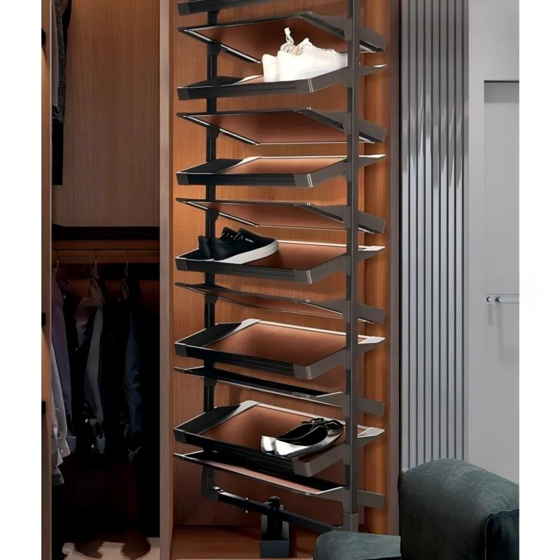 Aluminum Alloy Shelf 12 Layers 360 Degree Wardrobe Rotating Shoe Rack