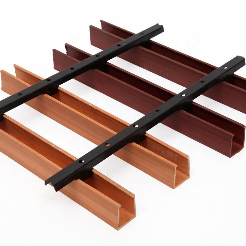 Алюминиевая U-образная реечная потолочная система Wooden Grain