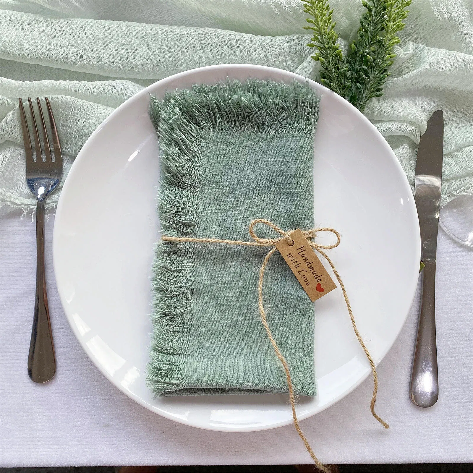Customize Linen Cotton Napkin Tassels Handmade Fringe Trim Tablecloth and Rustic Linen Tea Towels