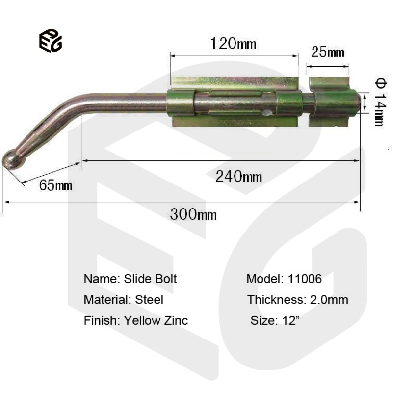 16" Industrial Slide Bolt for Warehouse Roll-up Doors & Container Gates, Corrosion-Resistant Bolt