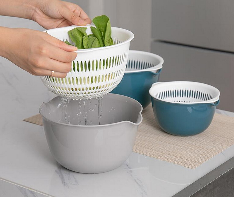 Kitchen Tools Double Layer Multi-Function Sink Strainer Fruit Vegetable Washing Bowl