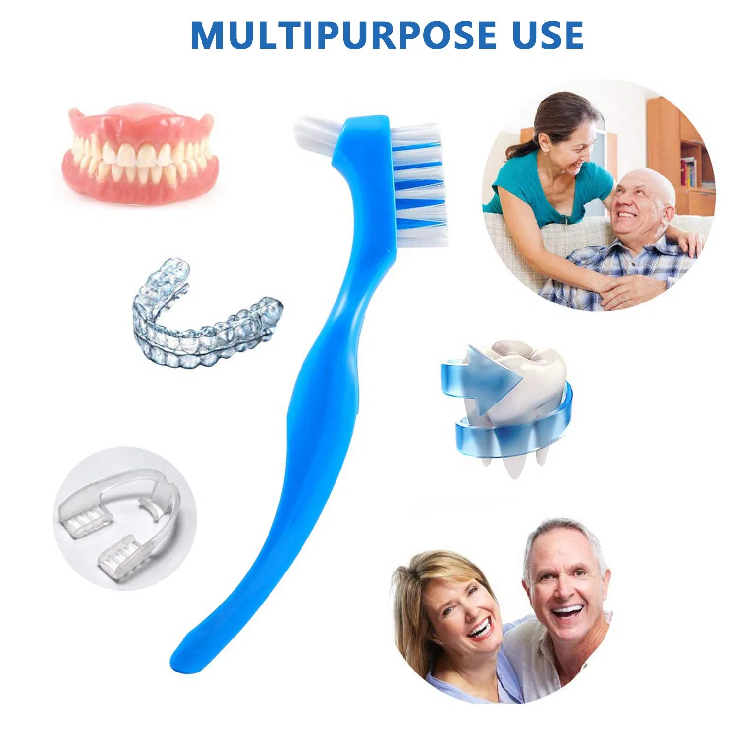 High Quality Denture Oral Hygiene Deep Cleaning Denture Toothbrush