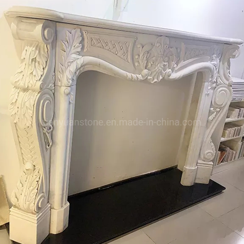 Europe Simple Style Hand Carving Marble Stone Mantel Fireplace