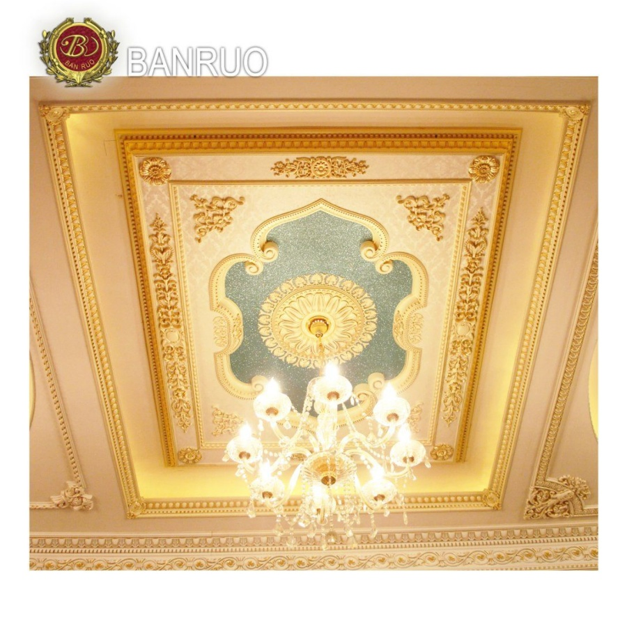 Golden Ceiling Medallions Artistic Ceiling Panel for Light Decoration