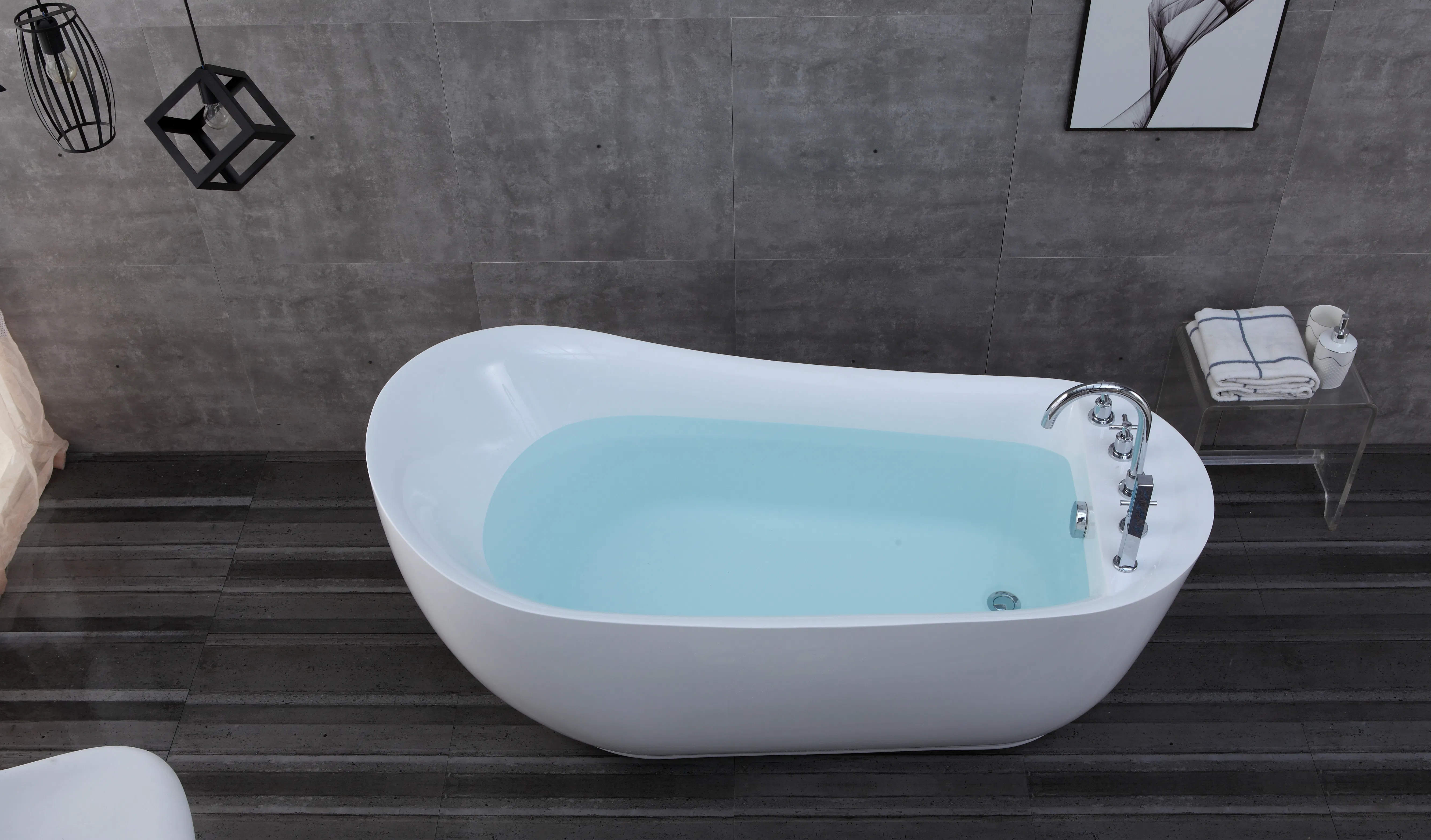 1.7 M Elegant Corner Acrylic Freestanding Bathtub Non-Slip Base for Luxurious Home Bathrooms