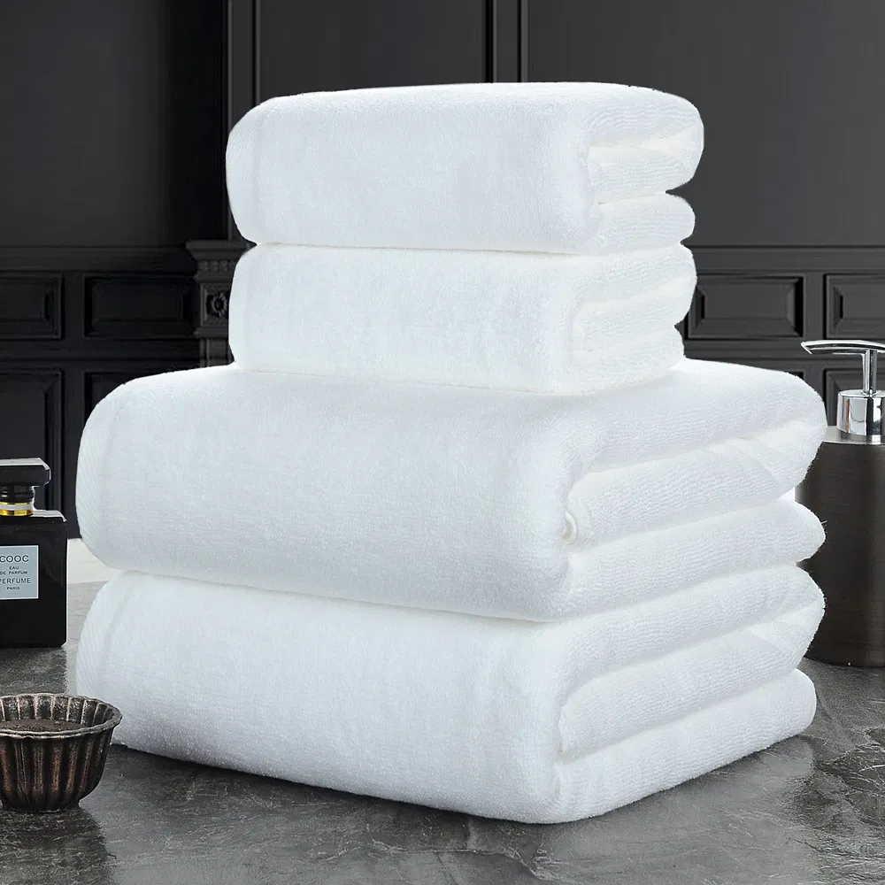Low MOQ Custom White Terry Cotton Luxury Hotel Towels with Brand Logo
