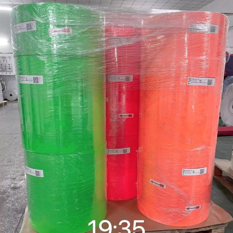 Fluorescent Label Self Adhesive Paper Fluorescent Woodfree Paper Jumbo Roll Label Material