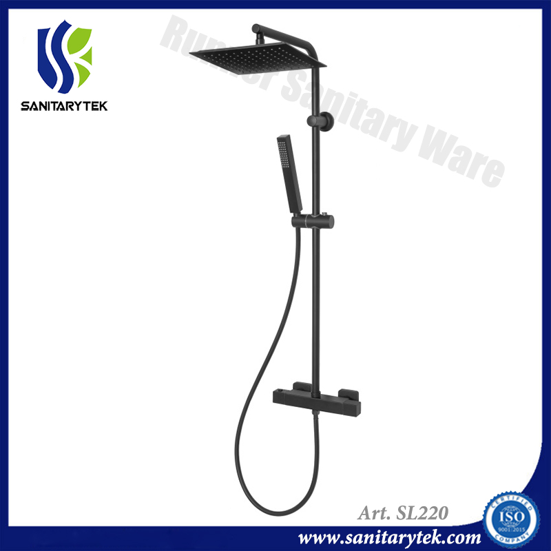 Bathroom Shower Column Thermostatic Shower Mixer Matt Black (SL220)