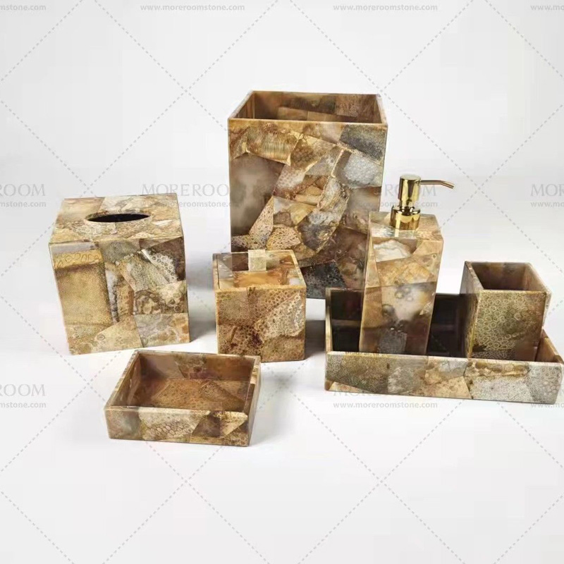 Hotel Luxury Marble Gemstone Amenities Bathroom Set