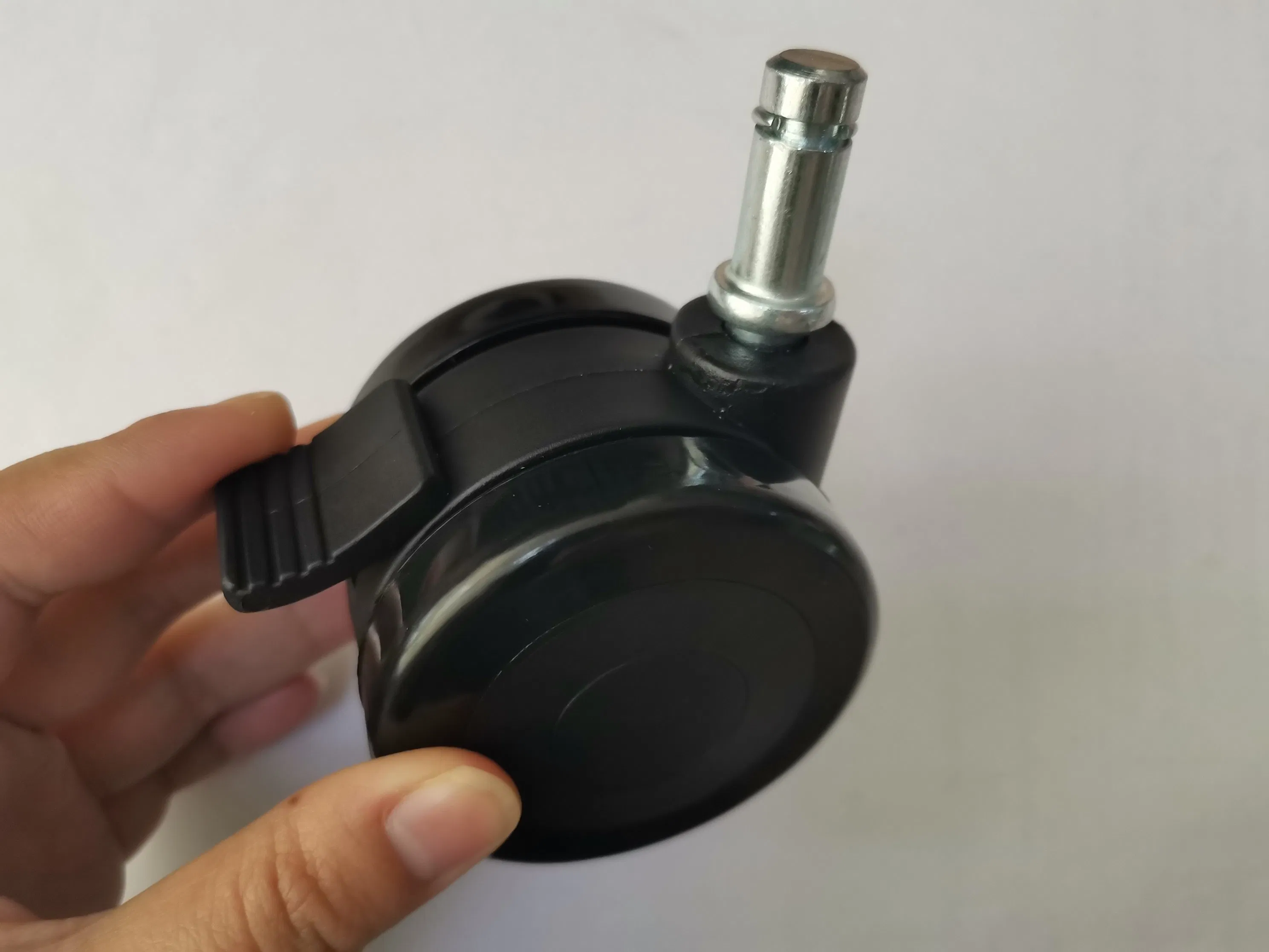 2.5 Inch Twin Wheel Furniture Round Stem Caster Black PU Medical Castor with Brake