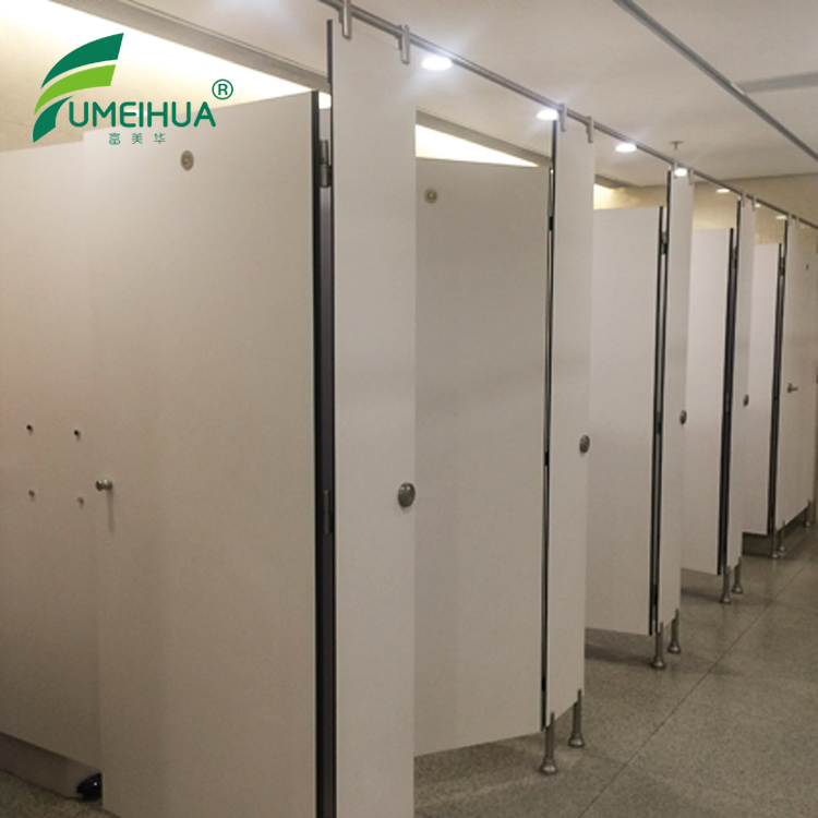 White and Black Compact Laminate Cubicle Toilet Partition