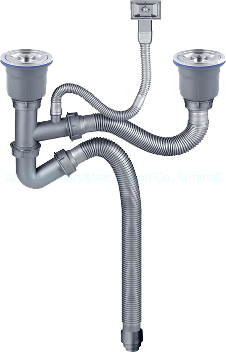 Kitchen Sink Complete Drainage Drainer with Overflow Component for Double Bowl