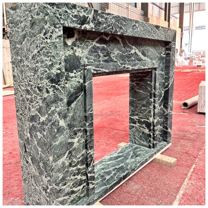 Italian Verde Alpi Marble Fireplace Mantel for Villas and Hotels