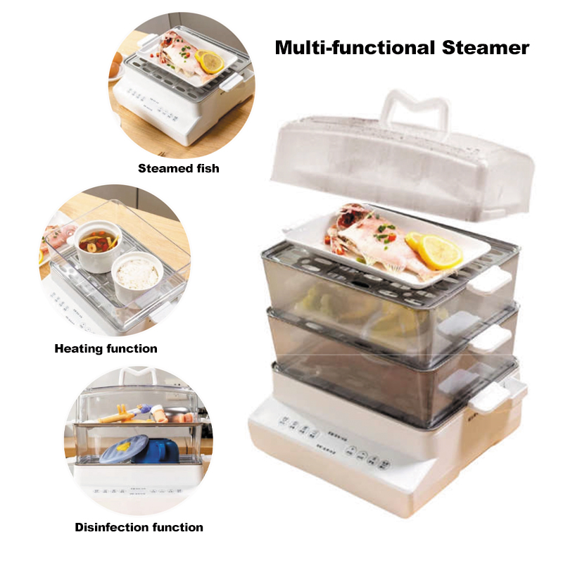 OEM 1500W Instant Food Steamer with 3-Layer Trays & Dishwasher-Safe Accessories