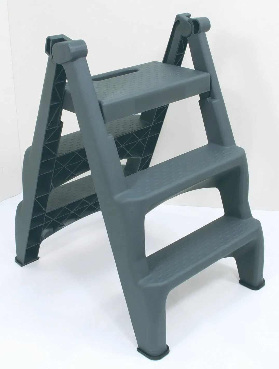 New Dark Gray Folding Portable Ladders Plastic House Cabinet Three Steps