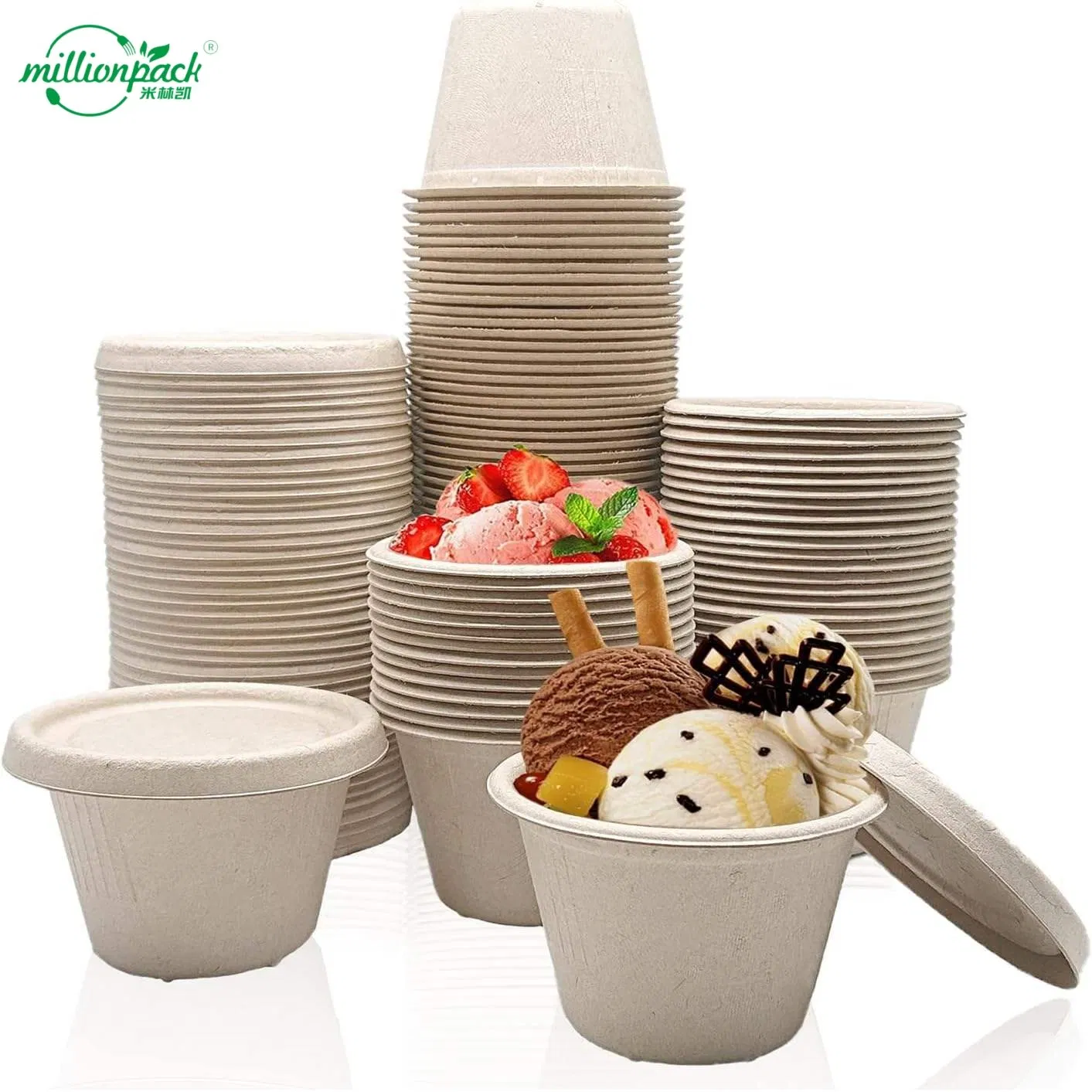 Чашка для мороженого 8oz из багассы с бамбуковым волокном