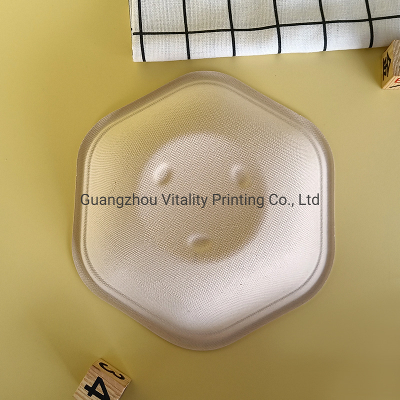 750ml Hexagon Takeaway Food Bowl with Pet Lid Disposable Compostable Eco Friendly Sugarcane Bagasse Pulp Rice Salad Bowls