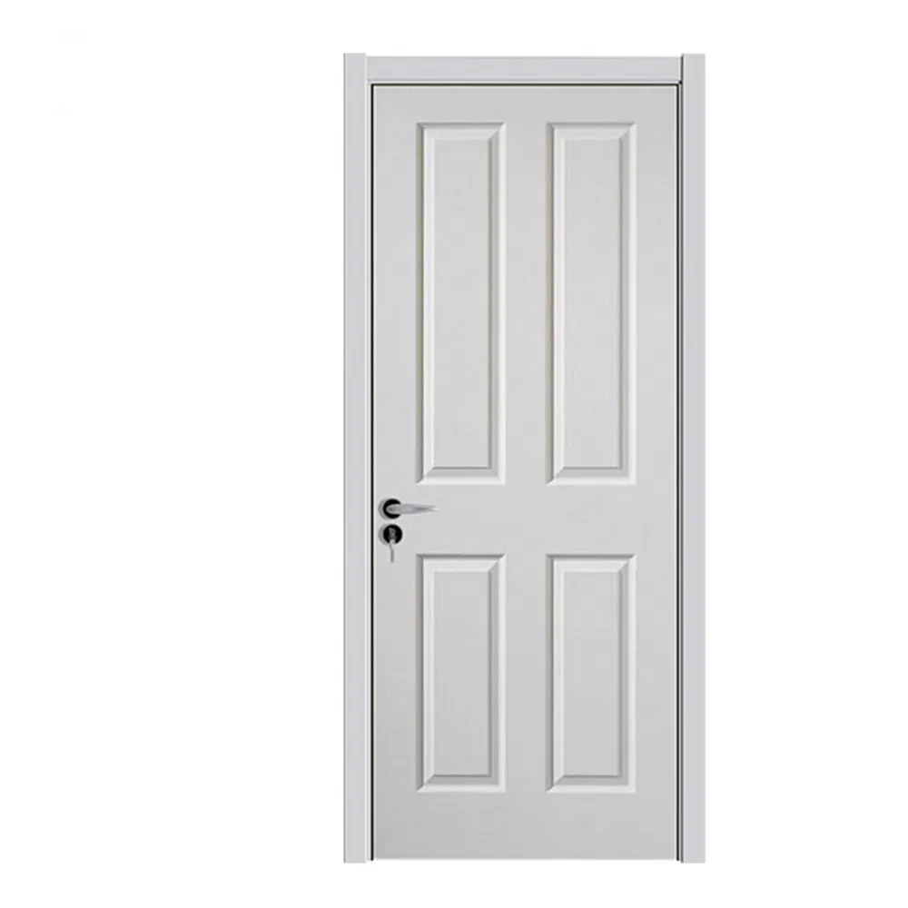 80in 96in Textured 4 Panels Hollow Core White Primed Moulded Wood Door