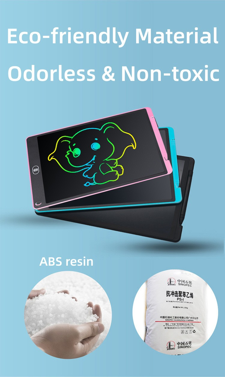 12 Inch (K) LCD Writing Tablet for Kids, Colorful Doodle Board Drawing Tablet with Lock Function, Completely Erasable Reusable Writing/Drawing Pad-Black