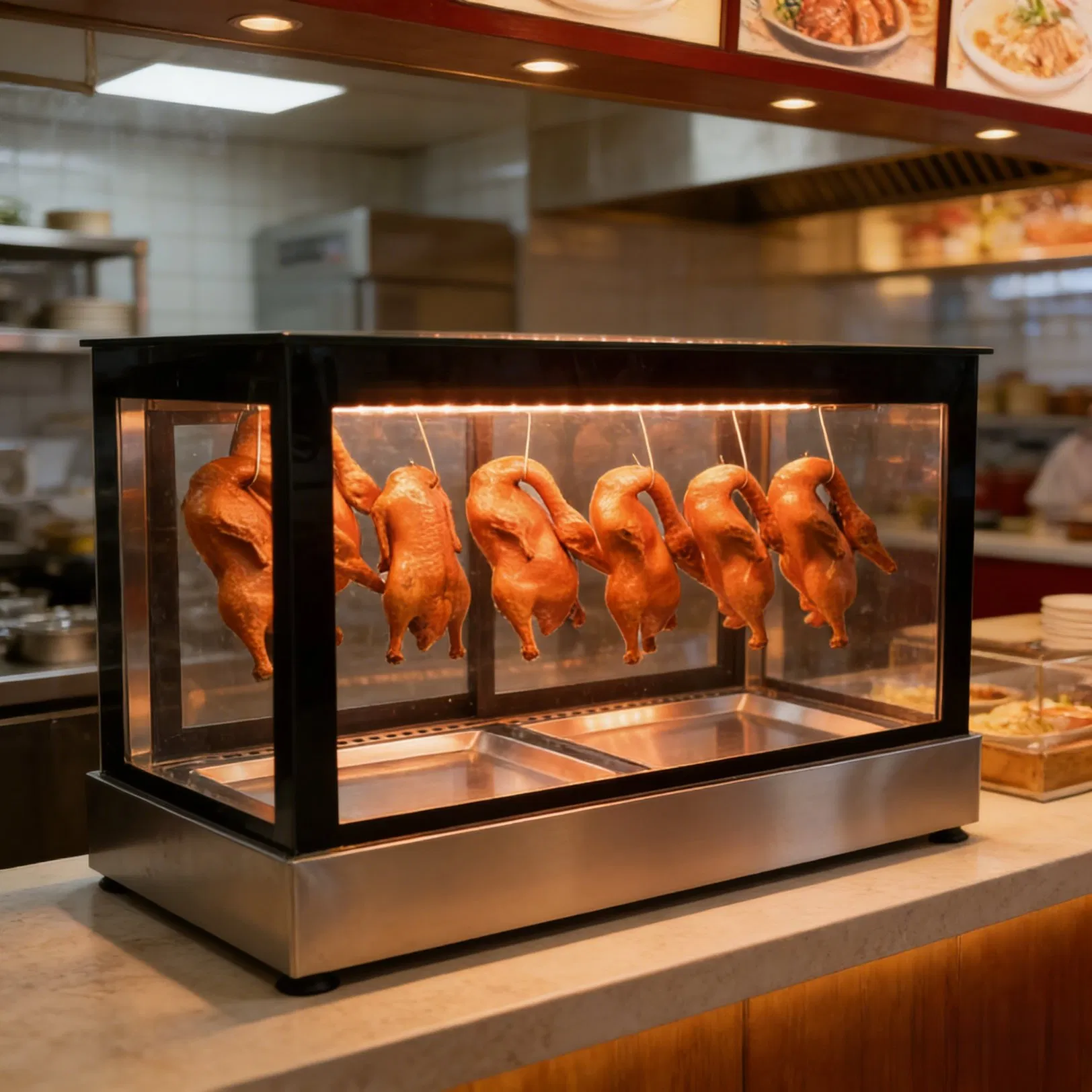 Roast Duck Display Warmer Countertop Heating Cabinet for Restaurant Food Display