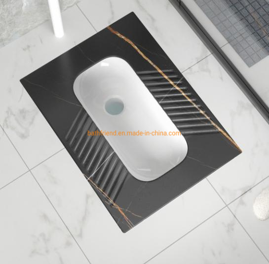 Modern Black Marble Pattern Squatting Pan Wc Toilet Public Squatting Toilet Pan