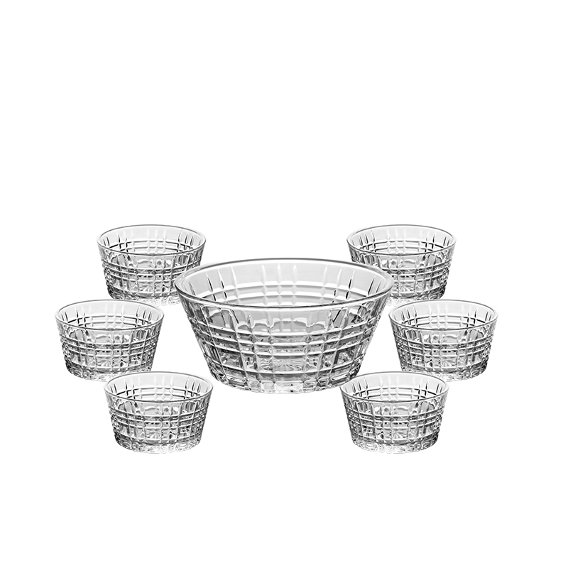 New Arrival 7PCS Glass Salad Bowl Set Big Fruit Bowl with Small Ice Cream Bowl for Home Life Bowl Set