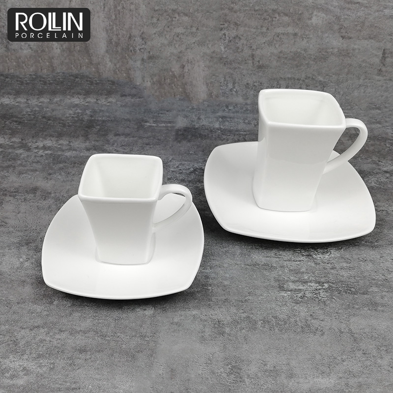 Wholesale Factory Elegant Design White Ceramic Cup with Saucer