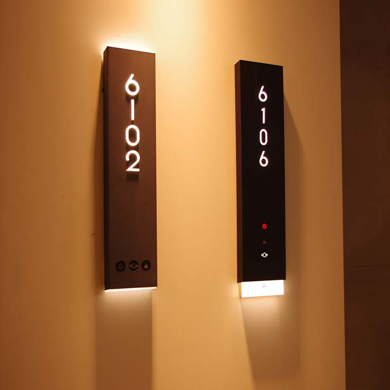 Ezd Custom Smart Hotel Doorplate Door Number Sign with Doorbell System