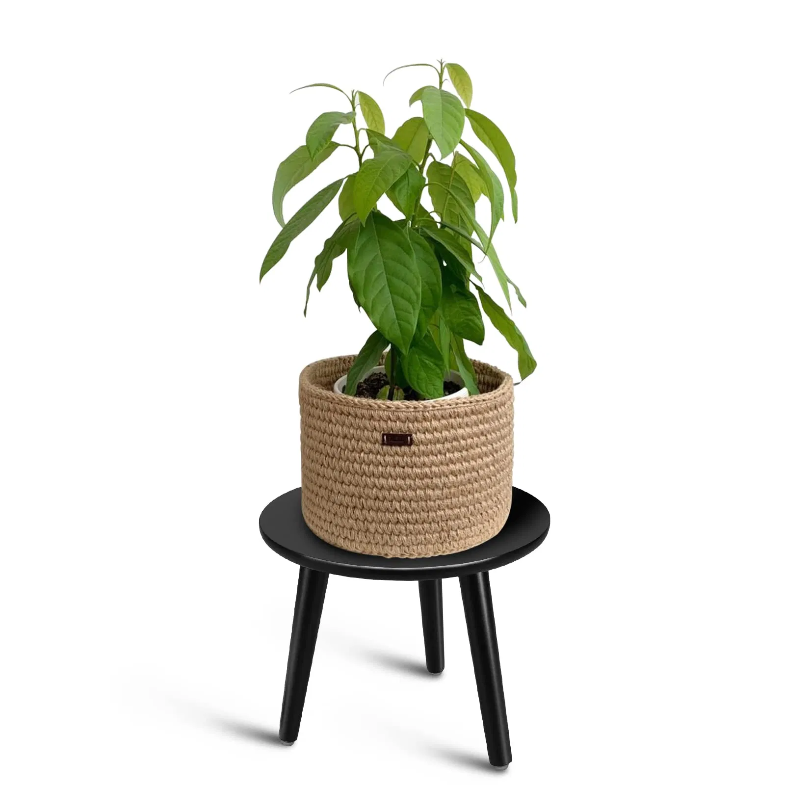 Modern Tall Holder Small Round Side End Table Wood Plant Flower Stand