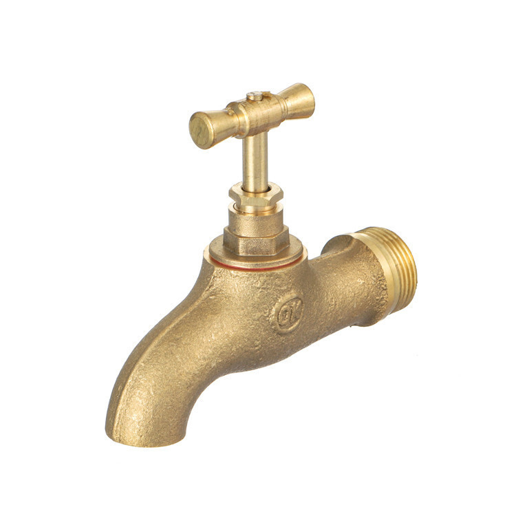 Латунный садовый кран (бибок) Ifan 1/2"-1", желтый