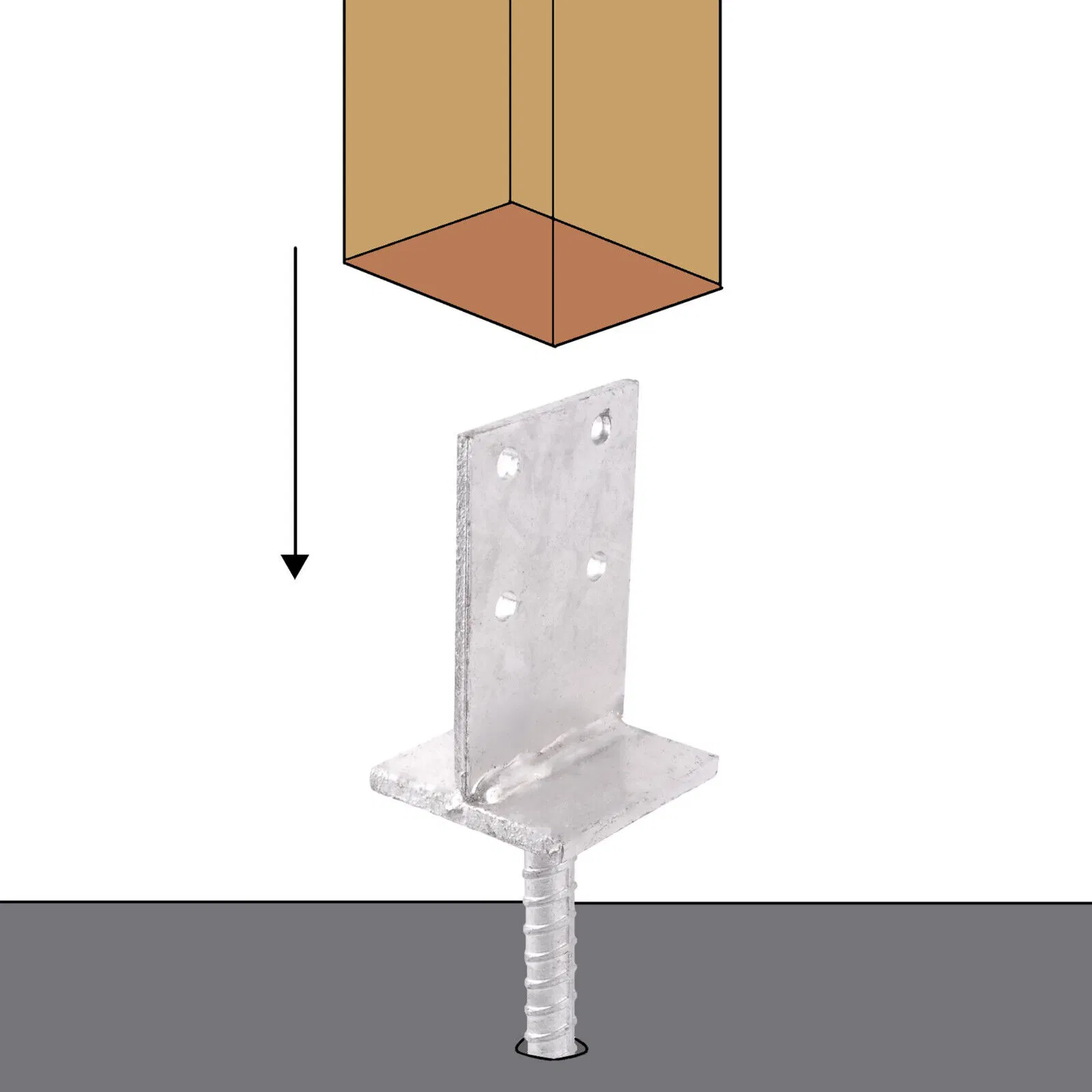 Анкер Т-образный для столбов забора, оцинкованный