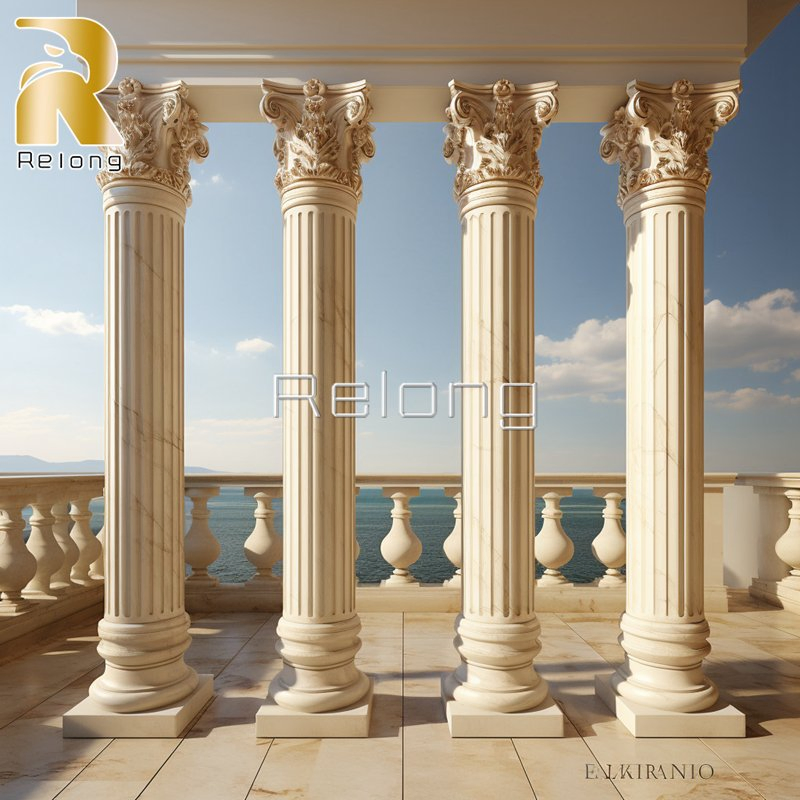 Luxury White Marble Stone Carving Column Pillars for Villa Decor
