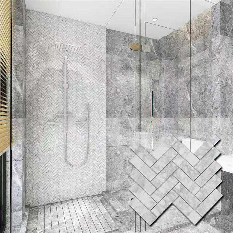 Мозаика из мрамора Carrara White для ванной