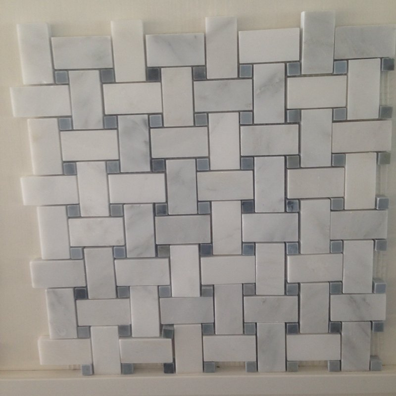 Мозаичная плитка Basket Weave из мрамора для кухни