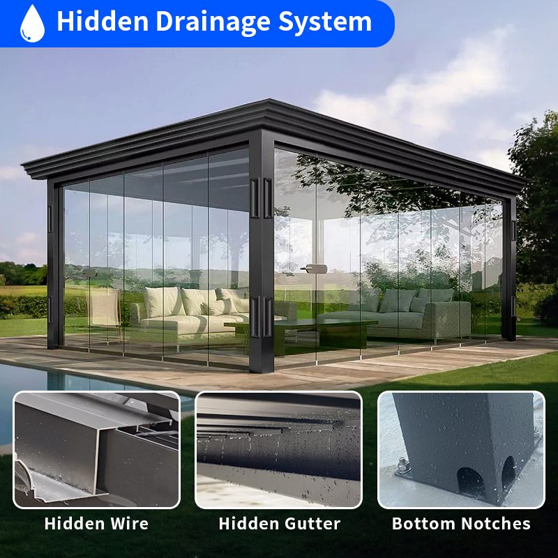 Sunshade Louvered Roof Aluminum Waterproof Outdoor Pool Garden Gazebo Bioclimatic Pergola