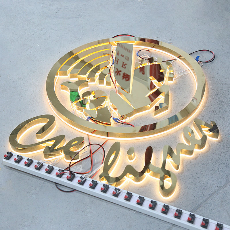 Custom Laser Cut 3D LED Sign Backlit Illuminated Metal Channel Letters Personalized Business Logo Reception Wall Company Sign