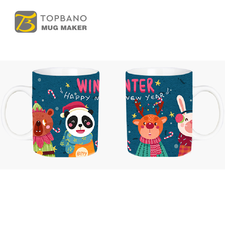 Lead-Free China Ceramic Christmas Mug Breakfast Milk Cup Decal Mug