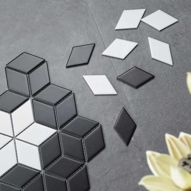 Мозаика для кухни из фарфора под мрамор, алмазная форма