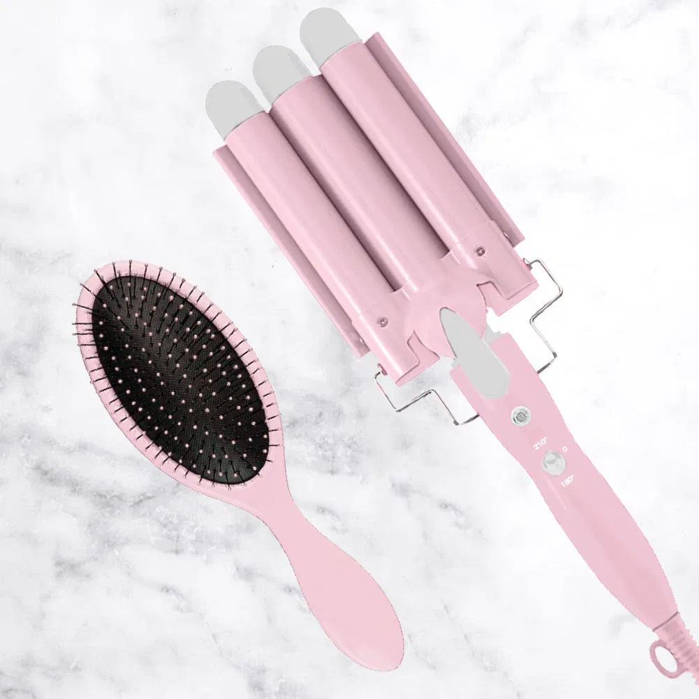 Triple Barrel Hair Waver with 1PC Brush and 4PCS Alligator Clips