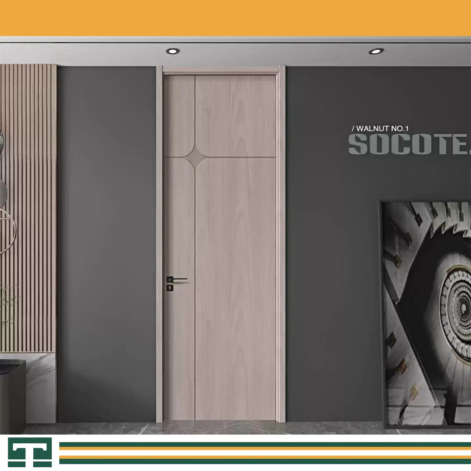 Wholesale Modern Turkish WPC PVC Flat Wooden HDF Interior Door of House Hotel Office Customize Various Styles & Colors