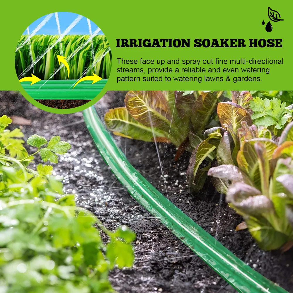 50FT Professional Flat Soaker and Sprinkler 3-Paths Garden Watering Irrigation Hose with Brass Connector 3-Waterway Hose