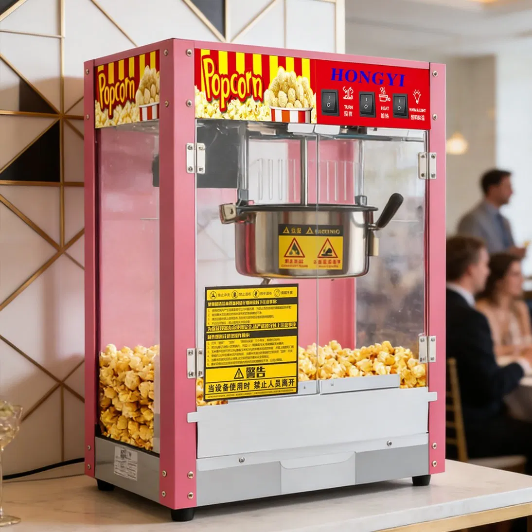 . Affordable and High-Quality Taiwanese-Style Pink Flat-Top Popcorn Machine.