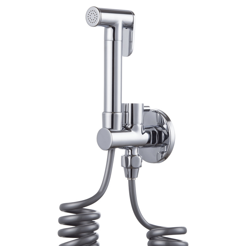 Toilet Sanitary Ware Water Sprayer Bathroom Shower Brass Body Chrome Bidet Chrome Faucet Set