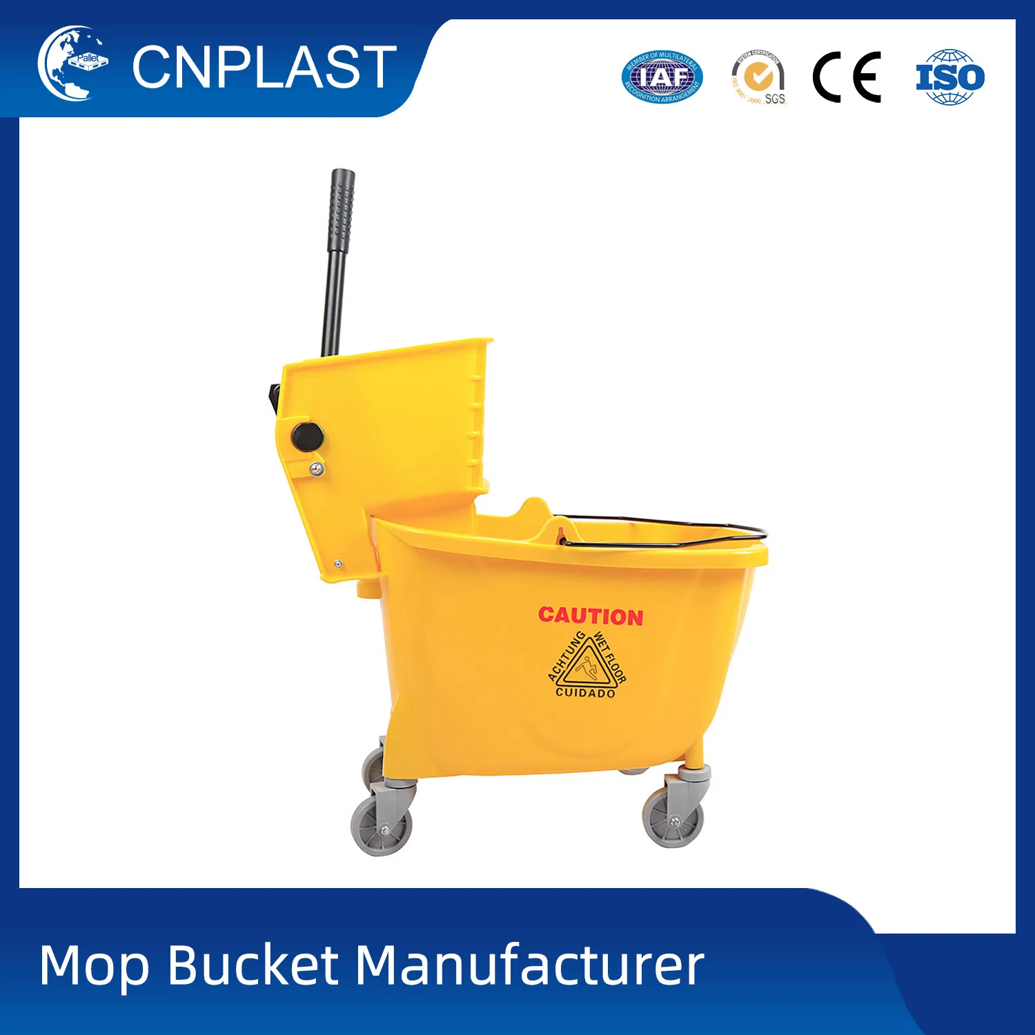Large Capacity Floor Cleaning Durable PP 46L Down Press Double Wringer Trolley Easy Clean Large Capacity Floor Cleaning Durable PP 46L Down Cheap Mop Bucket