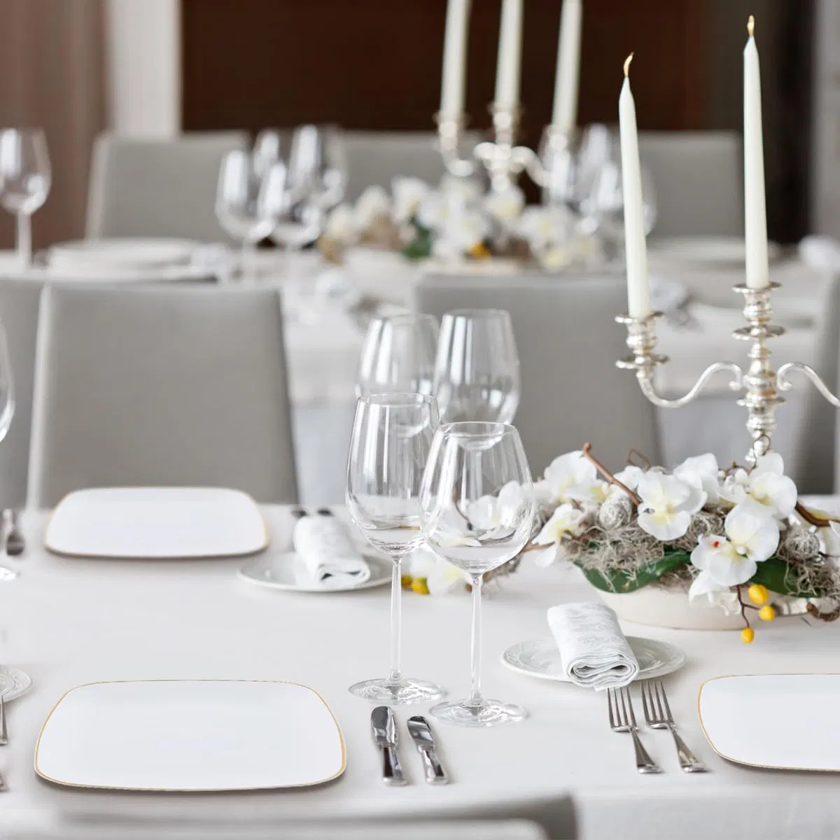 Premium White Gold Square Plastic Salad Plates