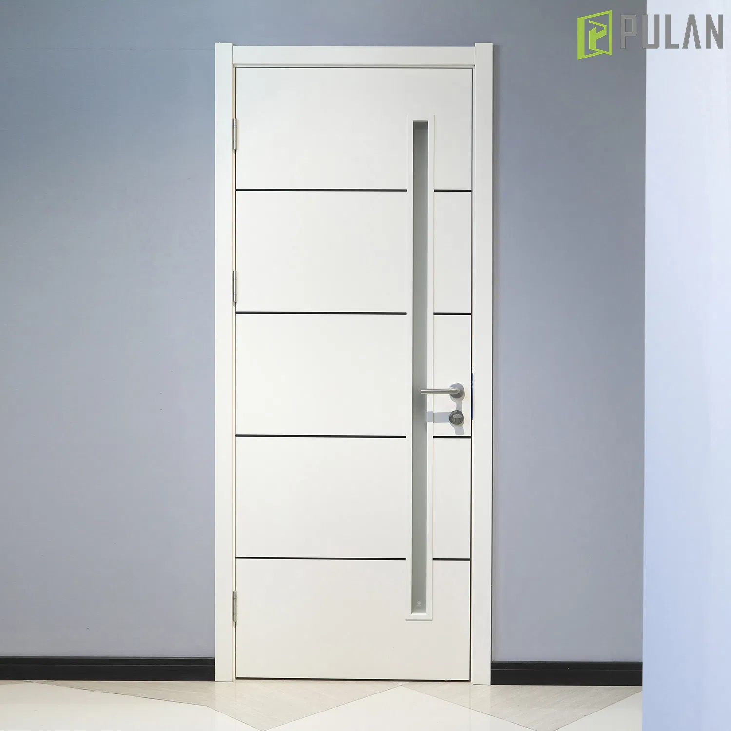 Cost-Effective Lightweight PVC / Painted Finishing Extruded WPC Hollow Flush Glass Door with Stable Supply for Contractors